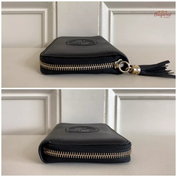 Authentic GUCCI Black Leather Soho Interlocking G Medium Zip Around Wallet - Picture 7 of 14